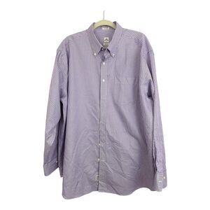 Peter Millar Nanoluxe Easy Care Button Up Shirt Sz XXL Purple Check Long Sleeve